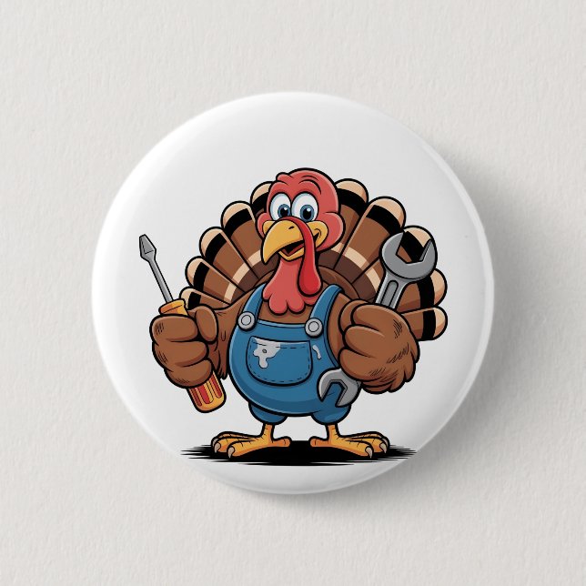 Mechanic Squad Turkey Thanksgiving Gobbler  6 Cm Round Badge (Front)