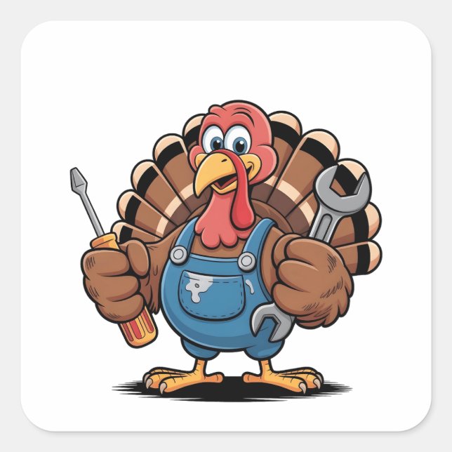 Mechanic Squad Turkey Thanksgiving Gobbler  Square Sticker (Front)