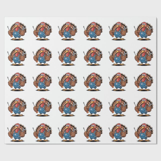 Mechanic Squad Turkey Thanksgiving Gobbler  Wrapping Paper (Flat)