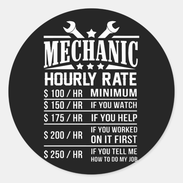 mechanic t-shirts classic round sticker (Front)