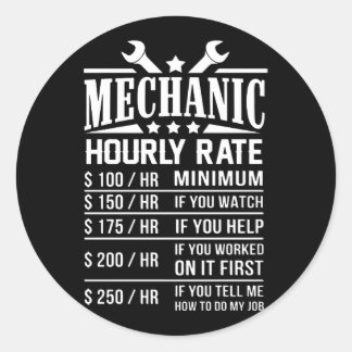 mechanic t-shirts classic round sticker