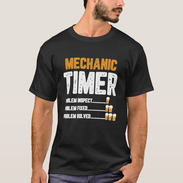 Mechanic Timer Car Mechanical Beer T-Shirt (Front)