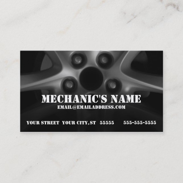 Mechanic Tire Rim Business Card (Front)