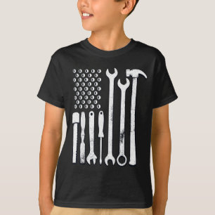 Mechanic Tools American Flag Usa Design T-Shirt