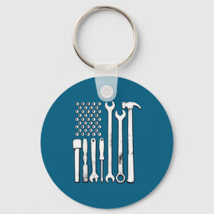 Mechanic Tools American Flag Usa Key Ring