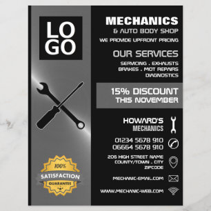Mechanic Tools, Auto Mechanic/Repairs Advertising Flyer