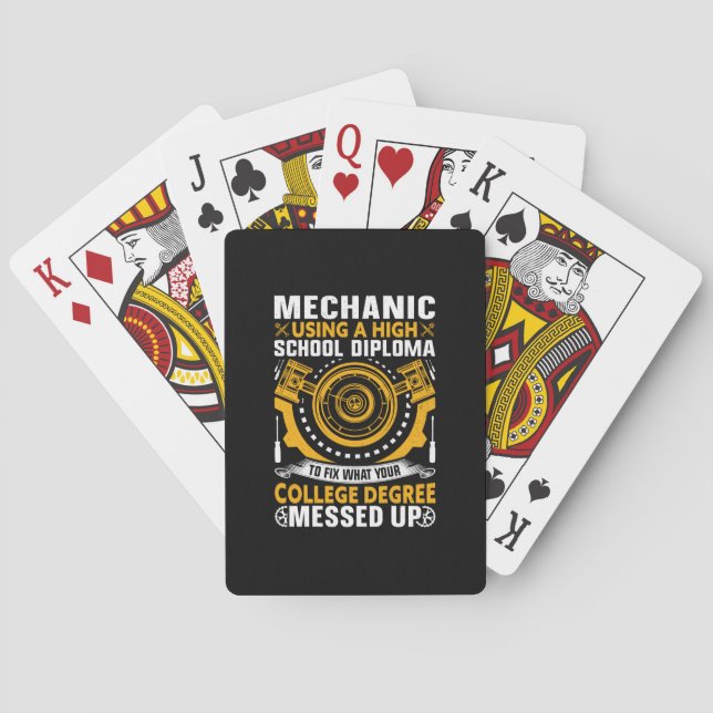 Mechanic Using A High School Diploma Playing Cards (Back)
