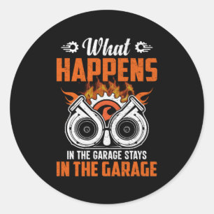 Mechanic What Happens In The Garage Classic Round Sticker