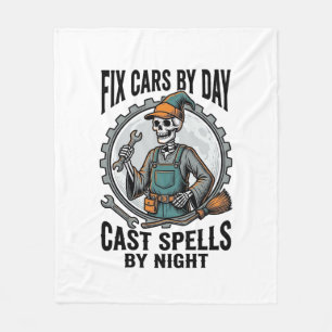 Mechanic Witch Shirt Vintage Halloween Repair Art_ Fleece Blanket