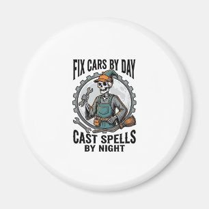Mechanic Witch Shirt Vintage Halloween Repair Art_ Magnet