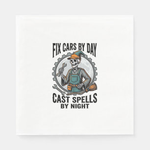 Mechanic Witch Shirt Vintage Halloween Repair Art_ Napkin