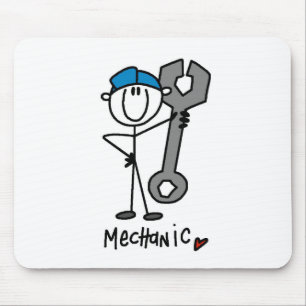 Mechanic With Wrench Stick Figure Mouse Mat