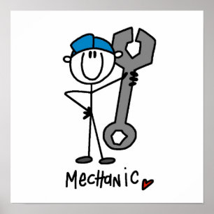 Mechanic With Wrench Stick Figure Poster