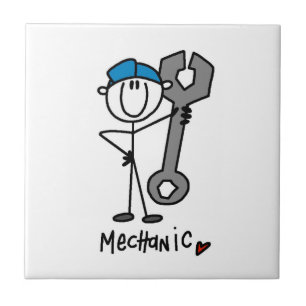 Mechanic With Wrench Stick Figure Tile