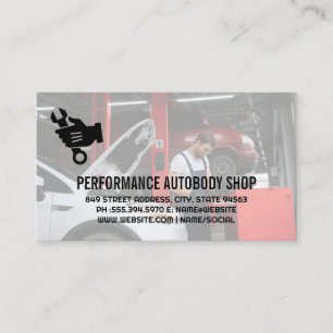 Mechanic Working on Car   Auto Repair Business Card