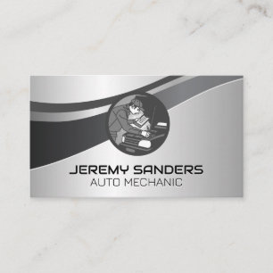 Mechanic Working on Car Auto Services Business Card