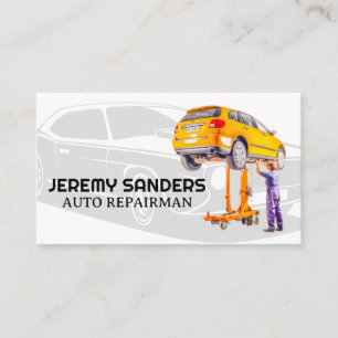 Mechanic Working on Car Business Card