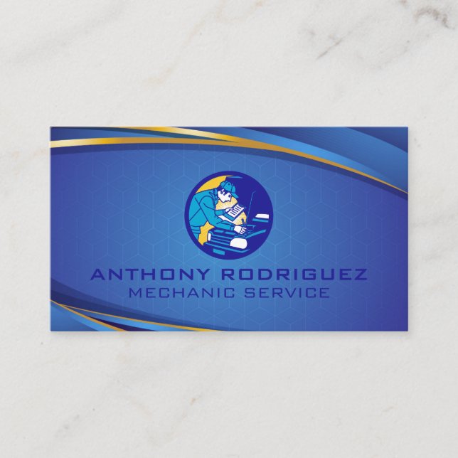 Mechanic Working on Car Business Card (Front)