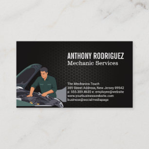 Mechanic Working on Car Engine Business Card