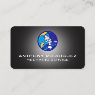 Mechanic Working on Car Graphics Business Card