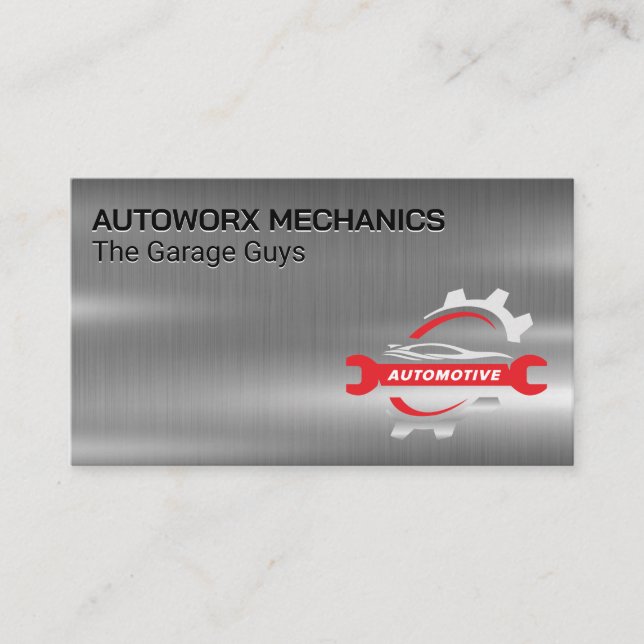 Mechanic Wrench | Automotive Logo Business Card (Front)