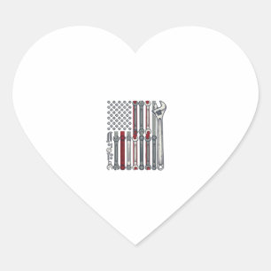 Mechanic Wrench Flag Vintage Engraving Vector Desi Heart Sticker