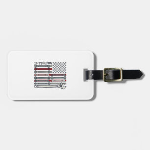 Mechanic Wrench Flag Vintage Engraving Vector Desi Luggage Tag