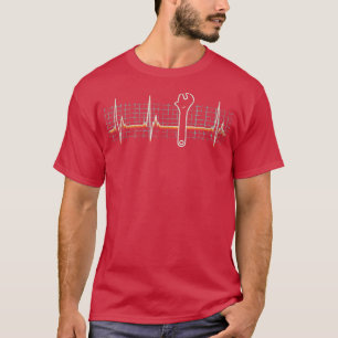 Mechanic Wrench Heartbeat Retro 80s Funny Technici T-Shirt