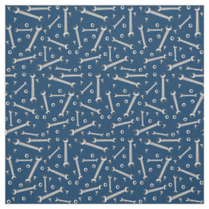 Mechanic Wrench Nuts and Bolts Pattern Fabric