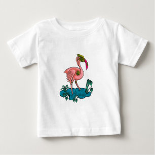 Mechanical Bird, Pink Flamingo Mecha Robot Baby T-Shirt