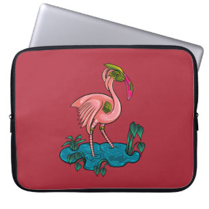 Mechanical Bird, Pink Flamingo Mecha Robot Laptop Sleeve