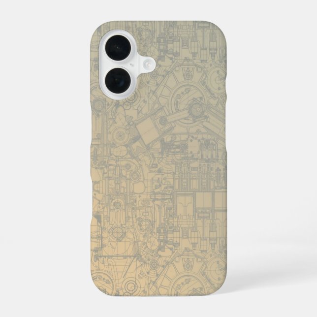 Mechanical Blueprint Phone Case – Technical Engine (Back)
