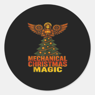 Mechanical Christmas Magic Xmas Fairy Angel Tank T Classic Round Sticker