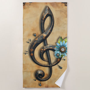 Mechanical clef beach towel