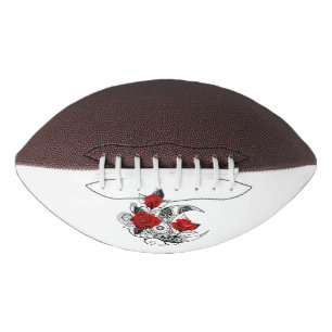 Mechanical Crescent with Red Roses American Football