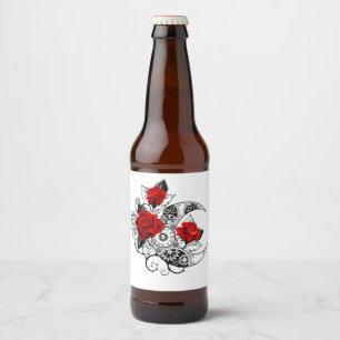 Mechanical Crescent with Red Roses Beer Bottle Label