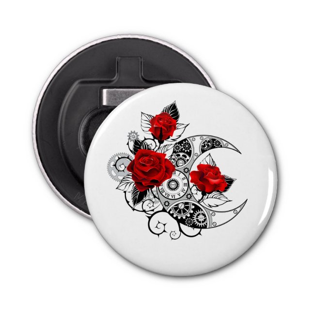 Mechanical Crescent with Red Roses Bottle Opener (Front)