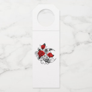 Mechanical Crescent with Red Roses Bottle Tag