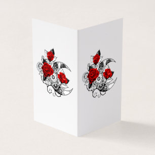 Mechanical Crescent with Red Roses Business Card