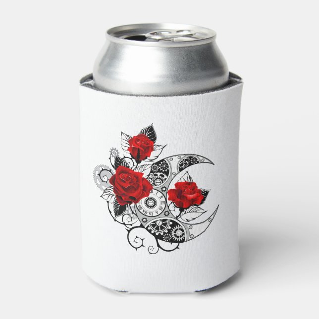 Mechanical Crescent with Red Roses Can Cooler (Can Front)