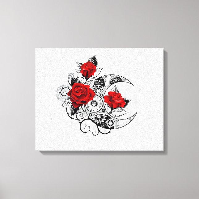 Mechanical Crescent with Red Roses Canvas Print (Front)