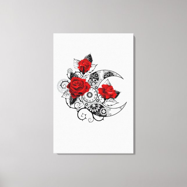Mechanical Crescent with Red Roses Canvas Print (Front)
