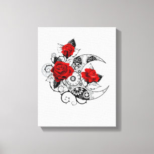 Mechanical Crescent with Red Roses Canvas Print