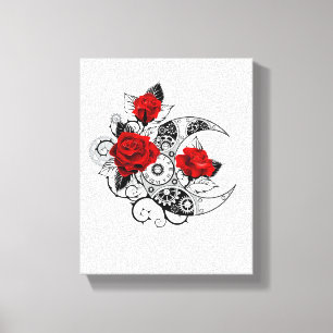 Mechanical Crescent with Red Roses Canvas Print