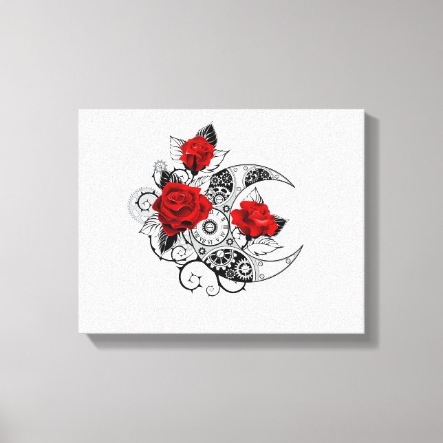 Mechanical Crescent with Red Roses Canvas Print (Front)