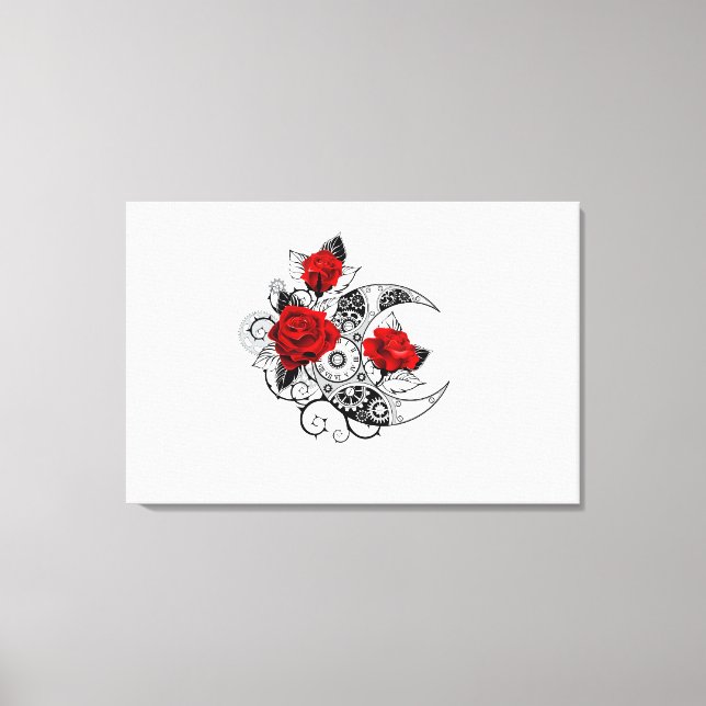 Mechanical Crescent with Red Roses Canvas Print (Front)