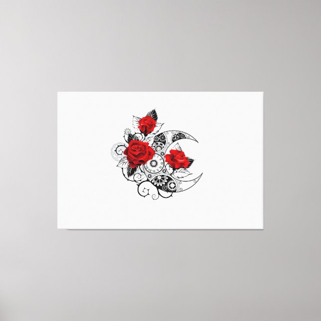 Mechanical Crescent with Red Roses Canvas Print (Front)