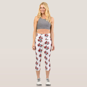 Mechanical Crescent with Red Roses Capri Leggings