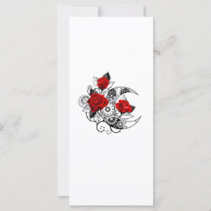 Mechanical Crescent with Red Roses Card