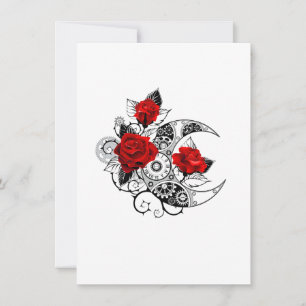 Mechanical Crescent with Red Roses Card